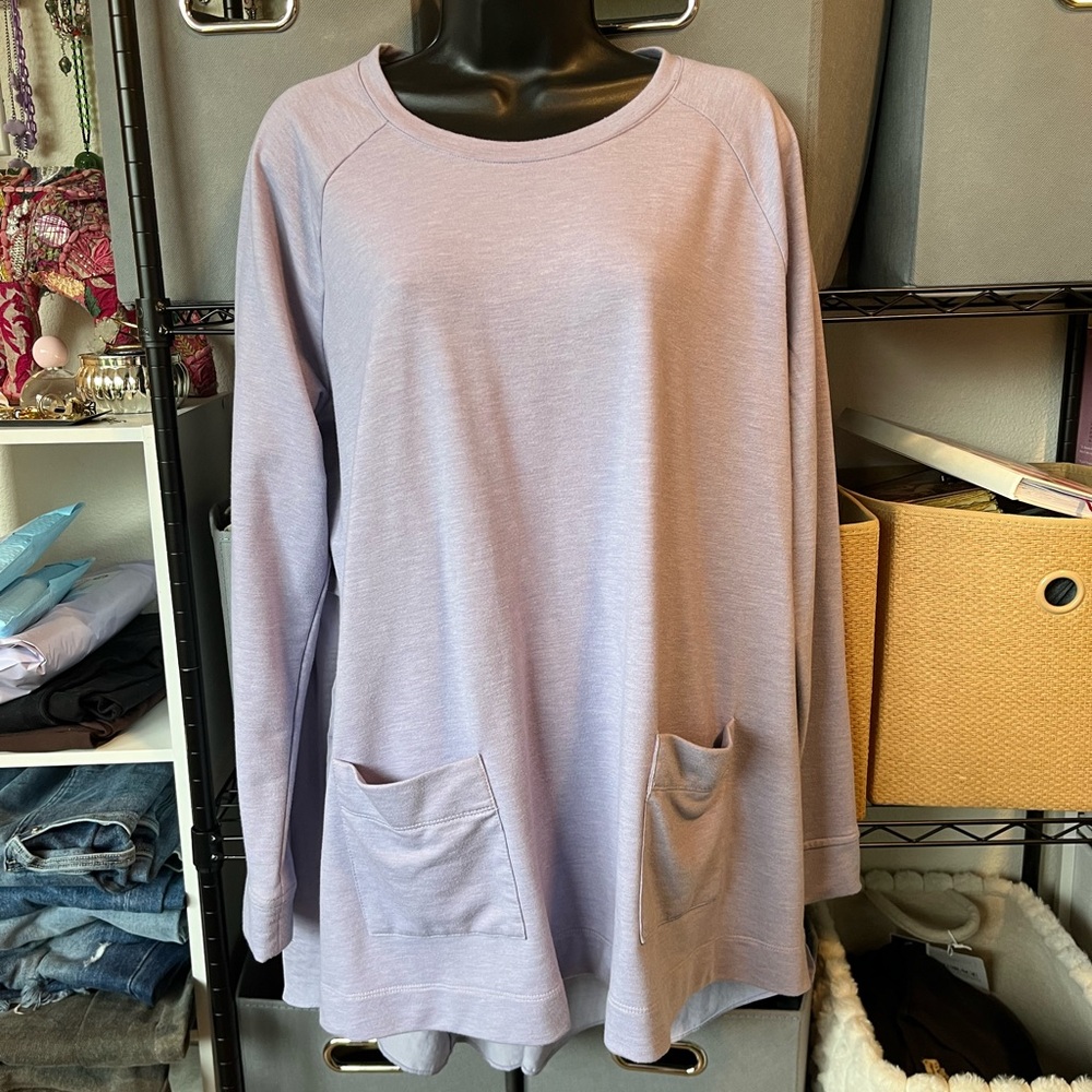 LOGO by Lori Goldstein Lavender Raglan Pocket Tunic